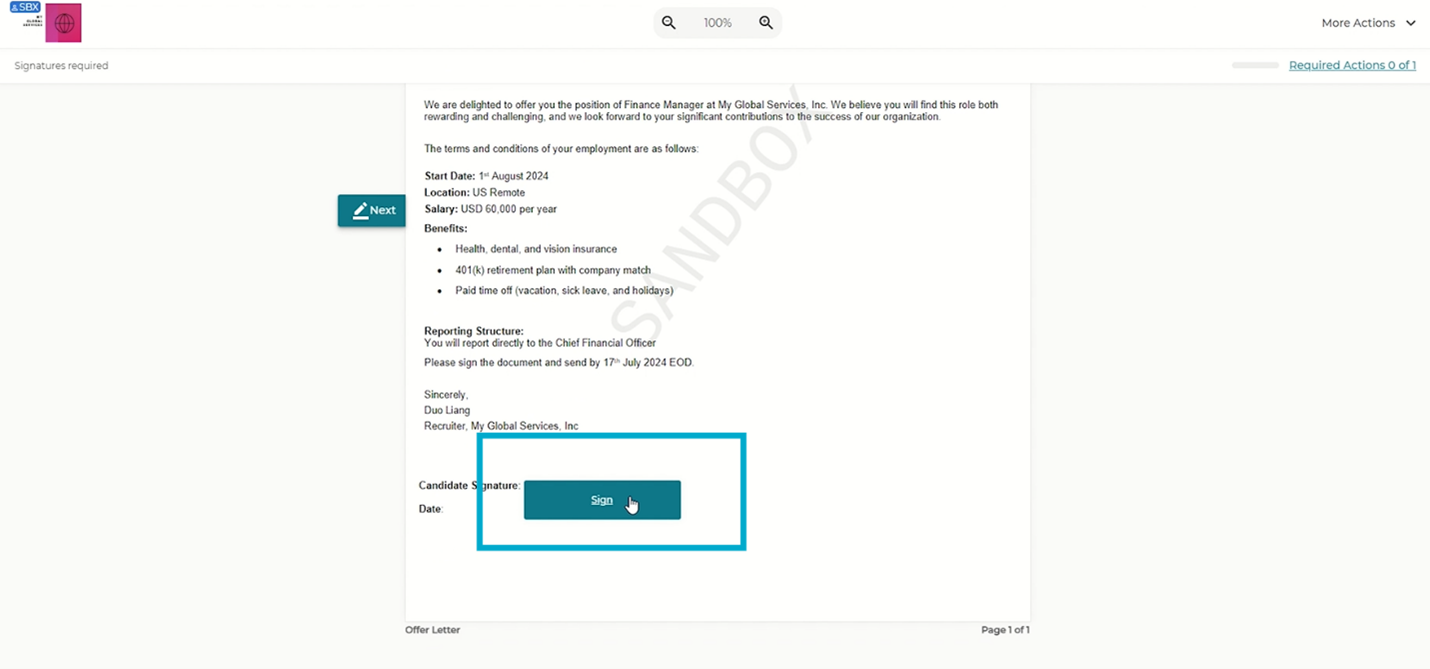 electronic signature HR recruiting