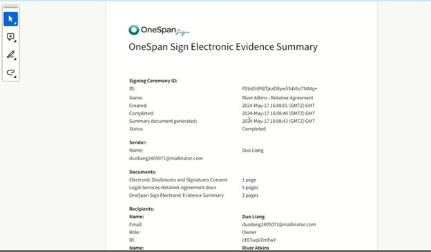 OneSpan Sign for Google Drive audit trail
