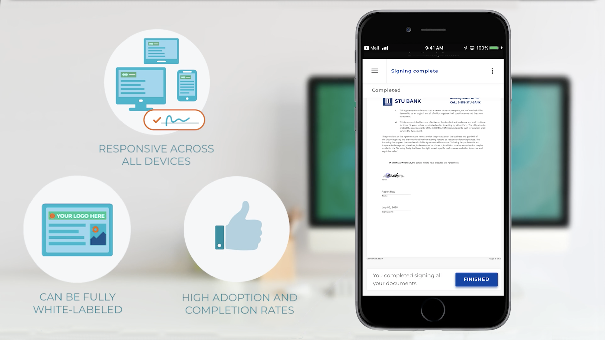 Signing complete screenshot on mobile