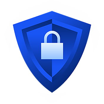 Blue shield with padlock in the center